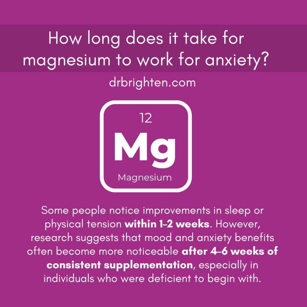 how long does it take for magnesium to work for anxiety